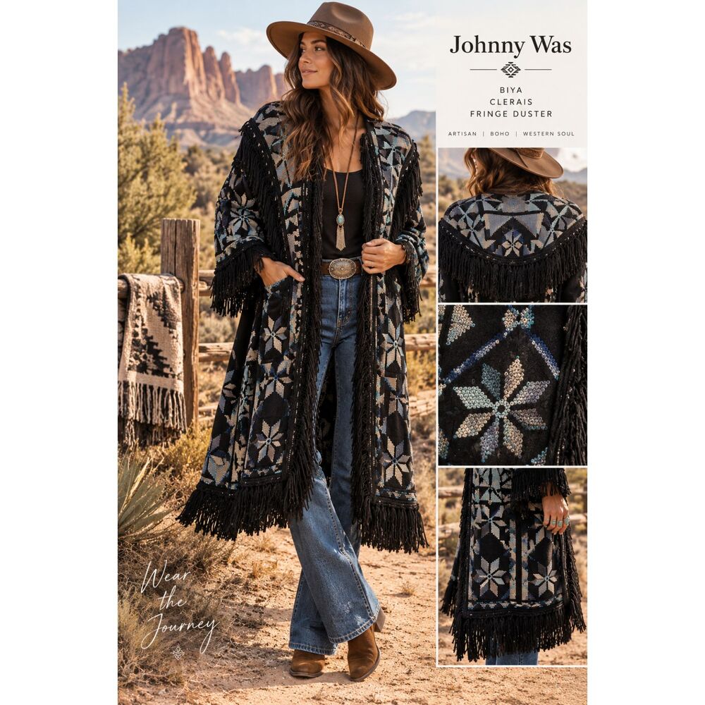 Johnny Was Biya Clerais Fringe Duster Cardigan – Size L
